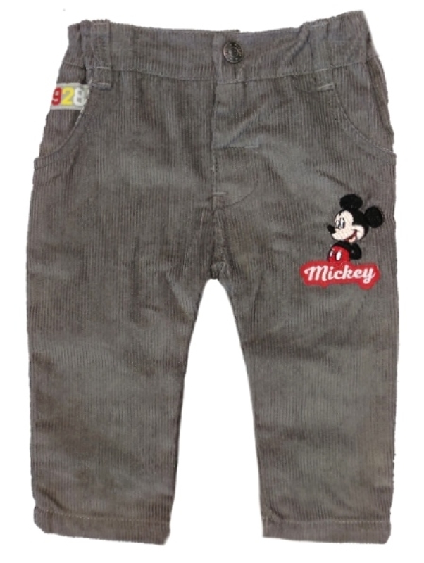 Baby Kord Hose für Jungen in grau mit Micky Maus